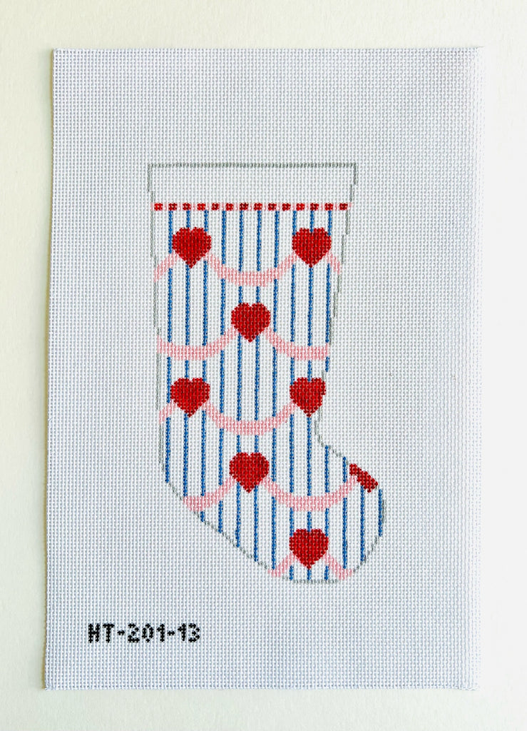 Hearts Stocking Canvas - KC Needlepoint
