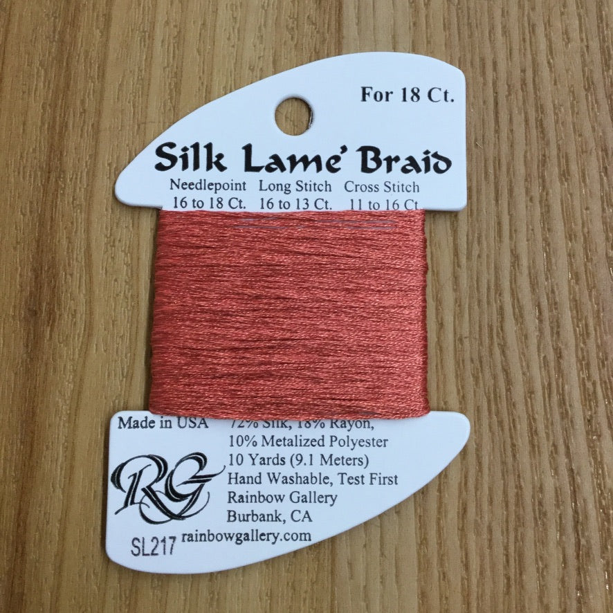 Silk Lamé Braid SL217 Burnt Coral - needlepoint