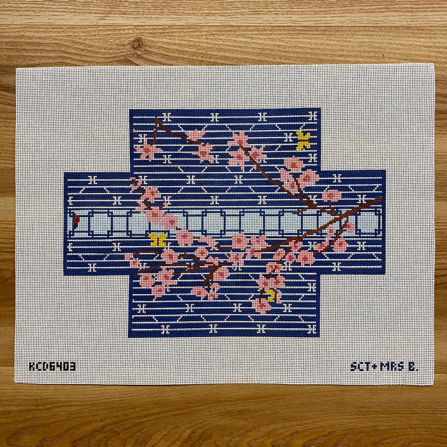 Cherry Blossom Brick Cover Canvas - KC Needlepoint