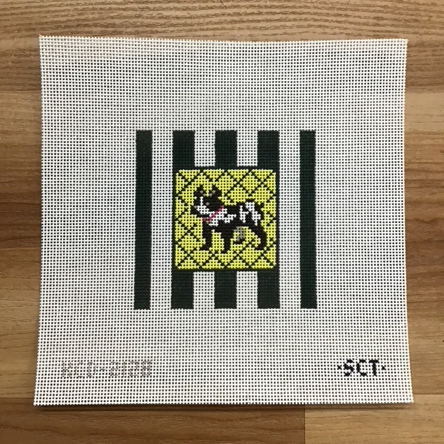 French Bulldog Striped Square - KC Needlepoint
