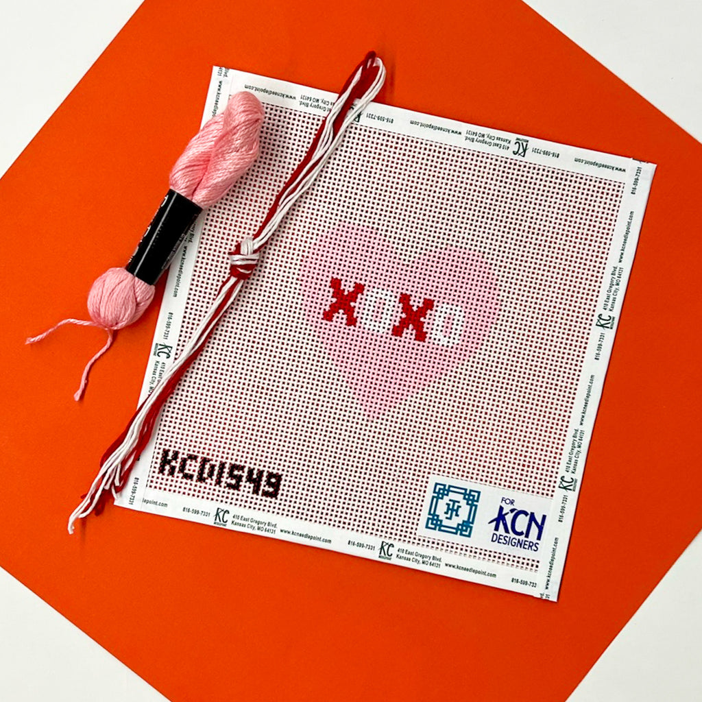 XOXO Pink Heart Kit - KC Needlepoint