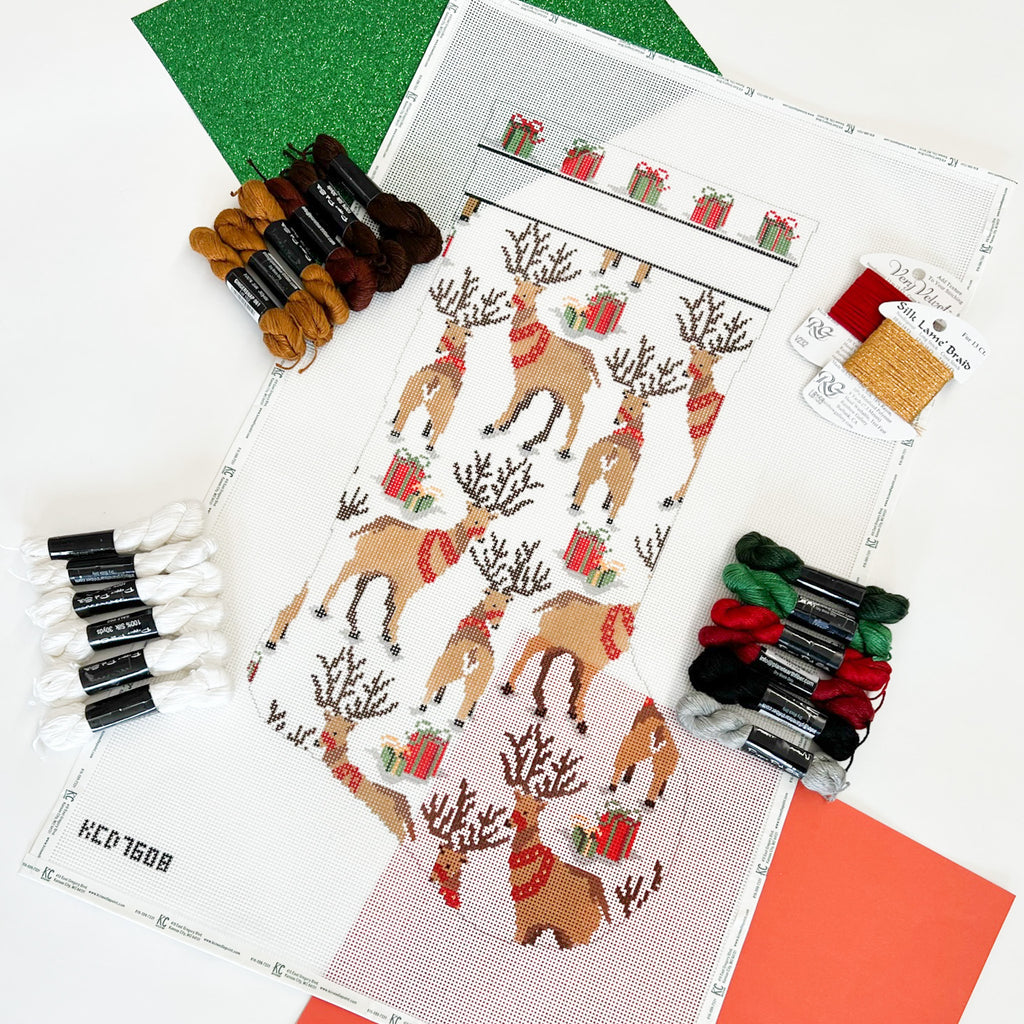 Reindeer Stocking Kit - KC Needlepoint