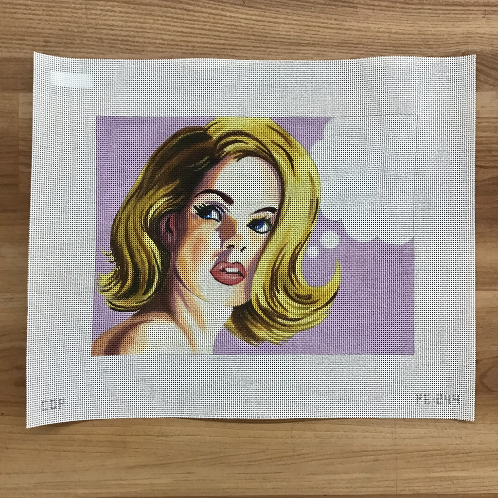 Blonde on Lavender Canvas - KC Needlepoint