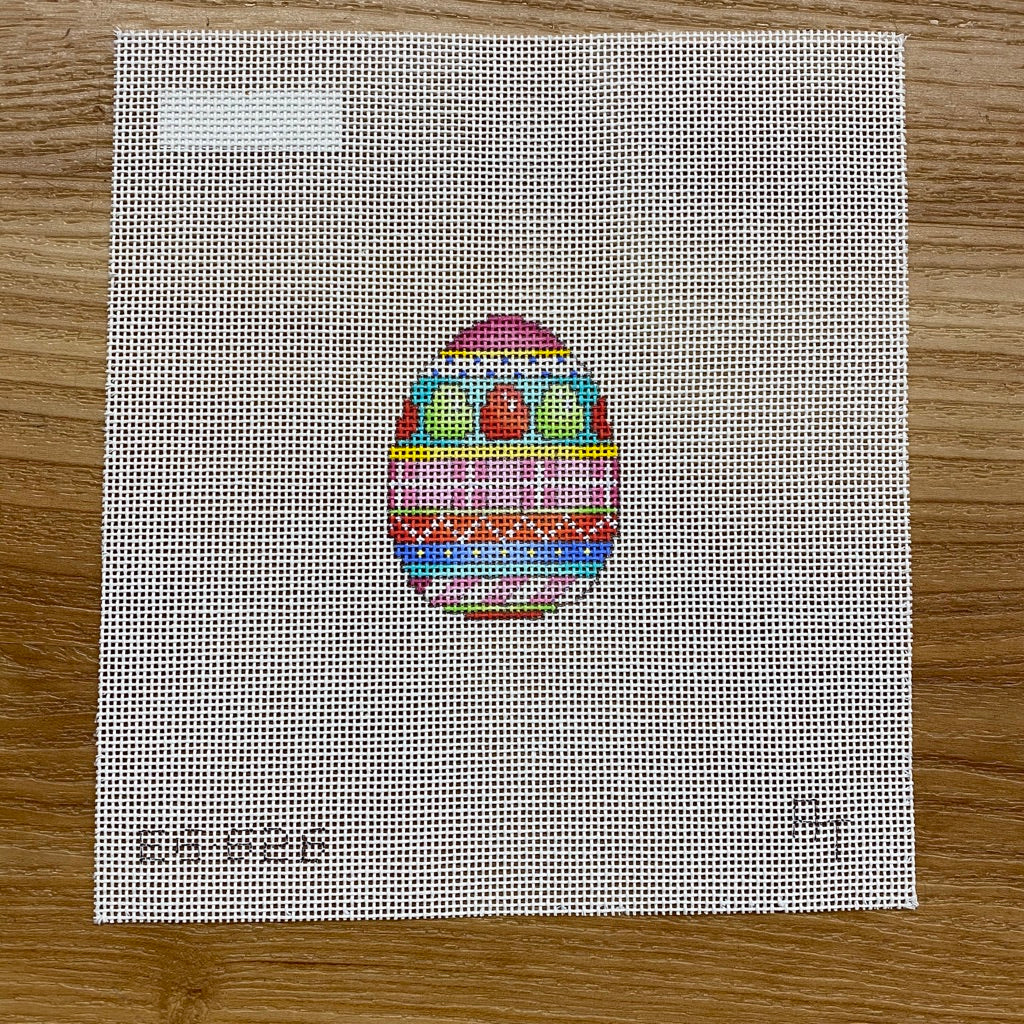 Egg Plaid Stripes Mini Egg Canvas - needlepoint