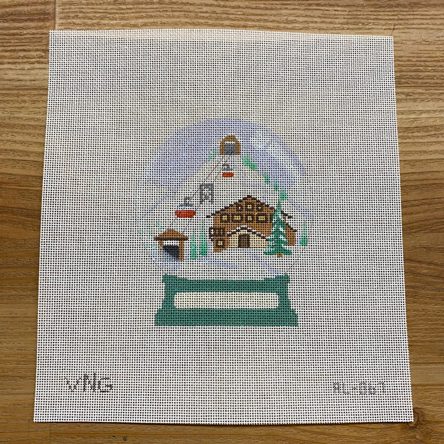 Chalet Snow Globe Round Canvas - KC Needlepoint