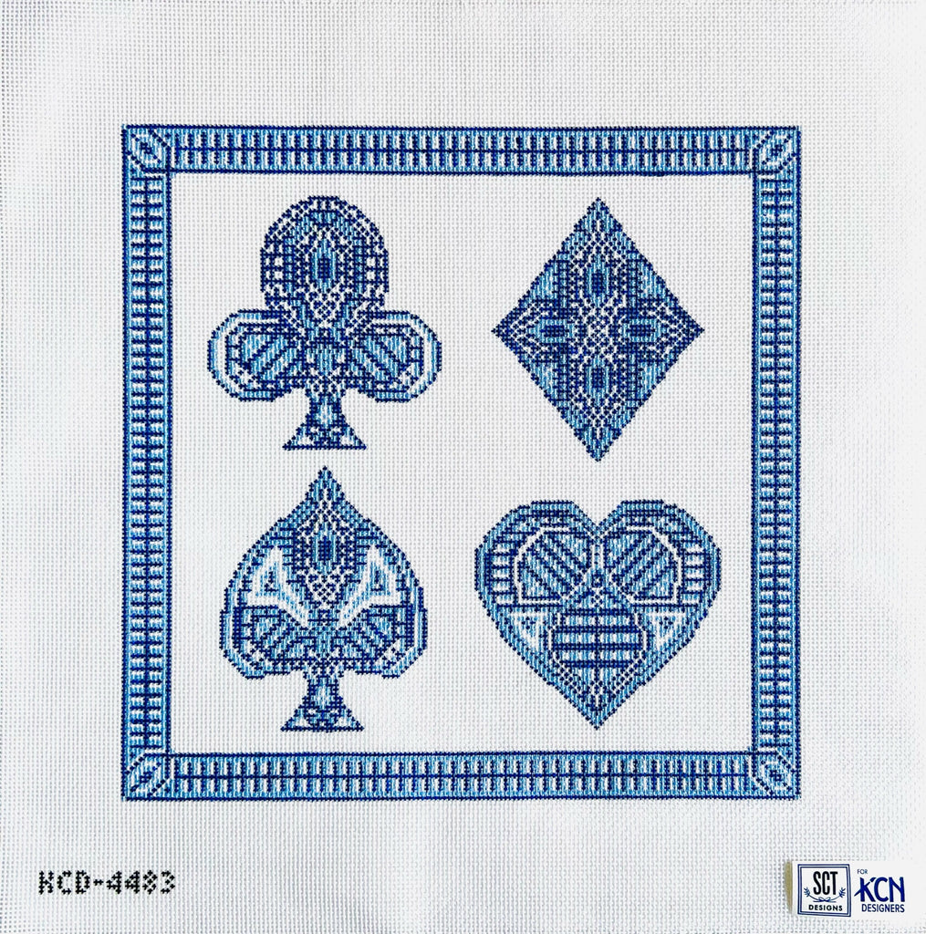 Blue Suits Square Pillow Canvas - KC Needlepoint
