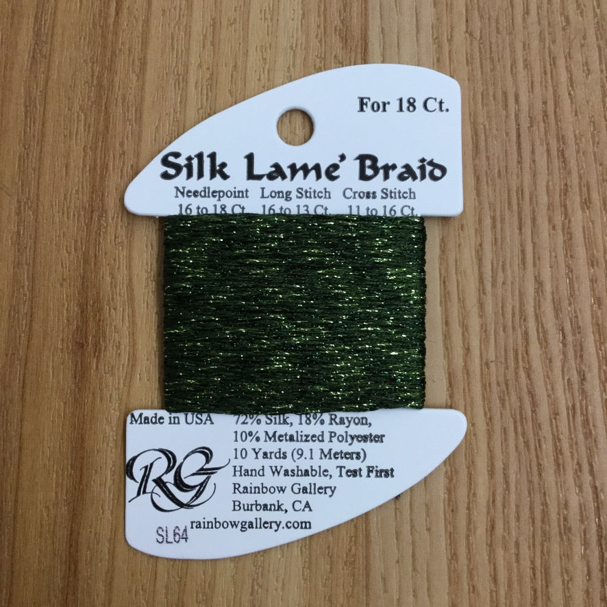 Silk Lamé Braid SL64 Deep Avocado - needlepoint