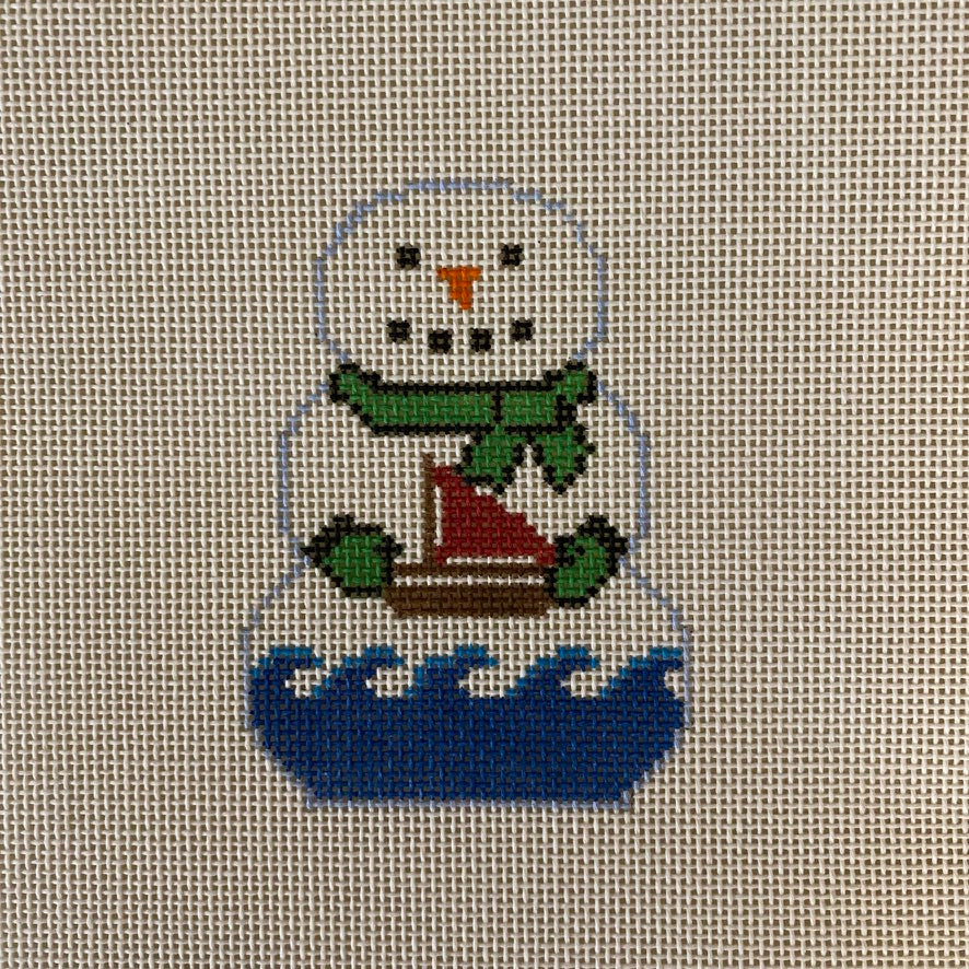 Snowman with Boat Canvas - KC Needlepoint