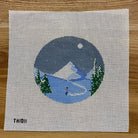 Skiier Round Canvas - KC Needlepoint