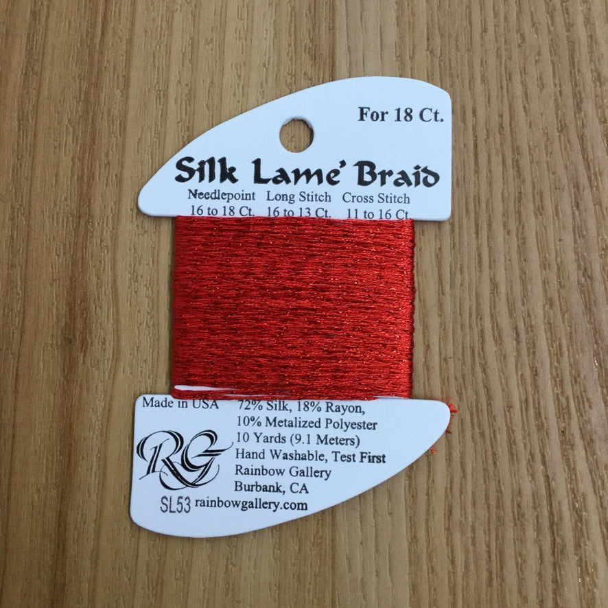 Silk Lamé Braid SL53 Crimson - KC Needlepoint