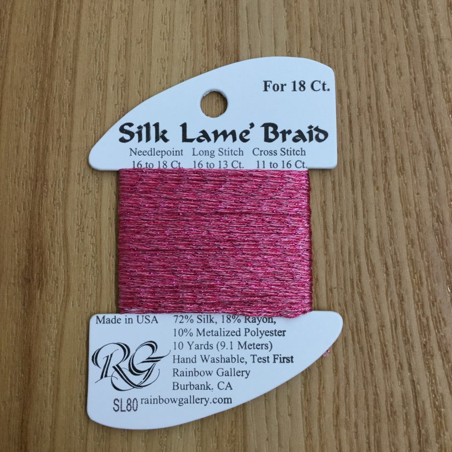 Silk Lamé Braid SL80 Pink Carnation - KC Needlepoint
