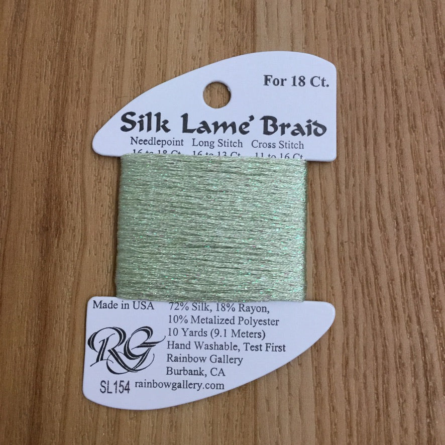 Silk Lamé Braid SL154 Misty Green - needlepoint