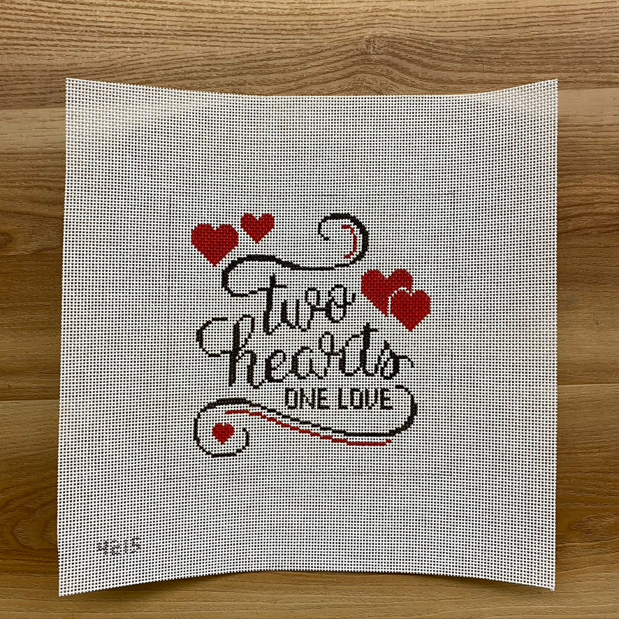 Two Hearts One Love Canvas - KC Needlepoint