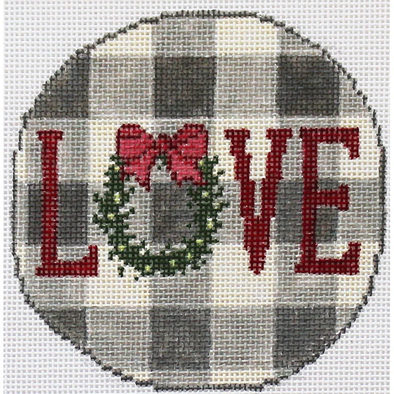 Love Gingham Ornament Canvas - KC Needlepoint
