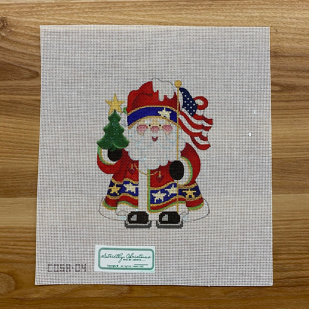 Patriotic Squatty Santa Canvas - needlepoint