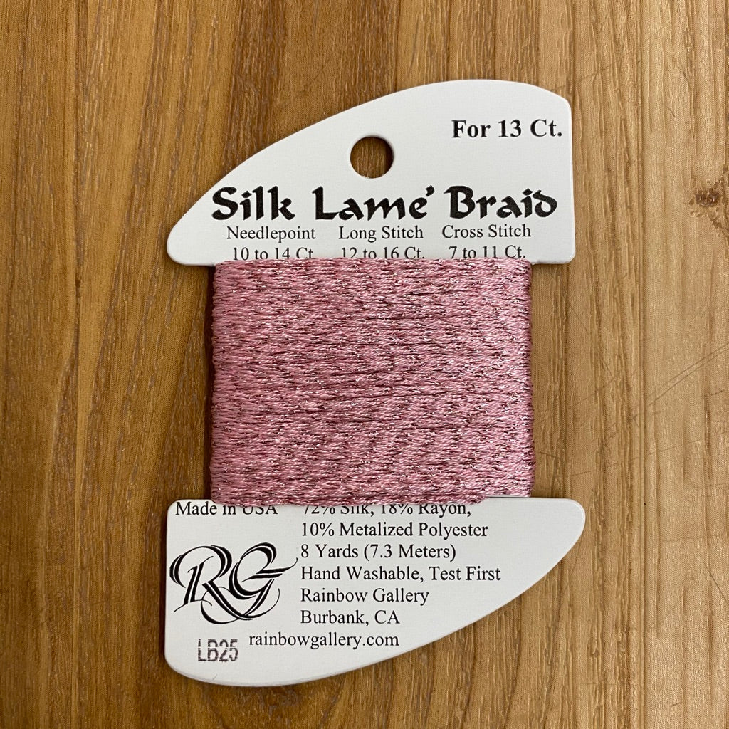 Silk Lamé Braid LB25 Rose Pink - KC Needlepoint