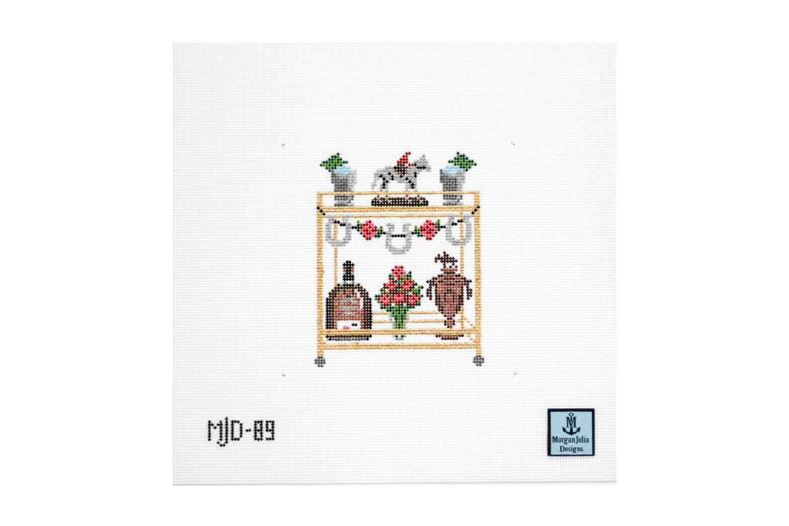 Derby Bar Cart Canvas - KC Needlepoint