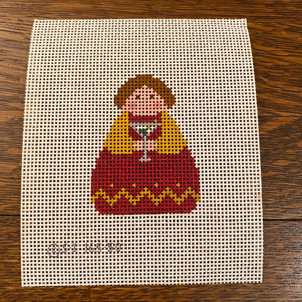 Angel with Martini Canvas - needlepoint