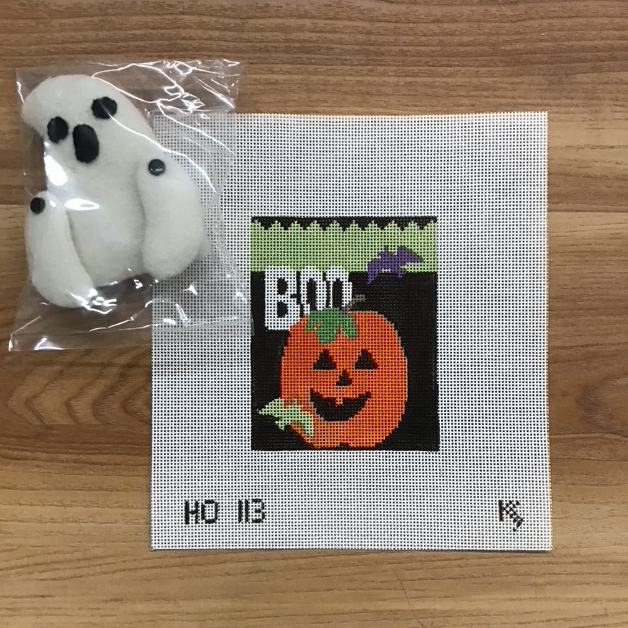 Boo Pumpkin Treat Bag Canvas - KC Needlepoint
