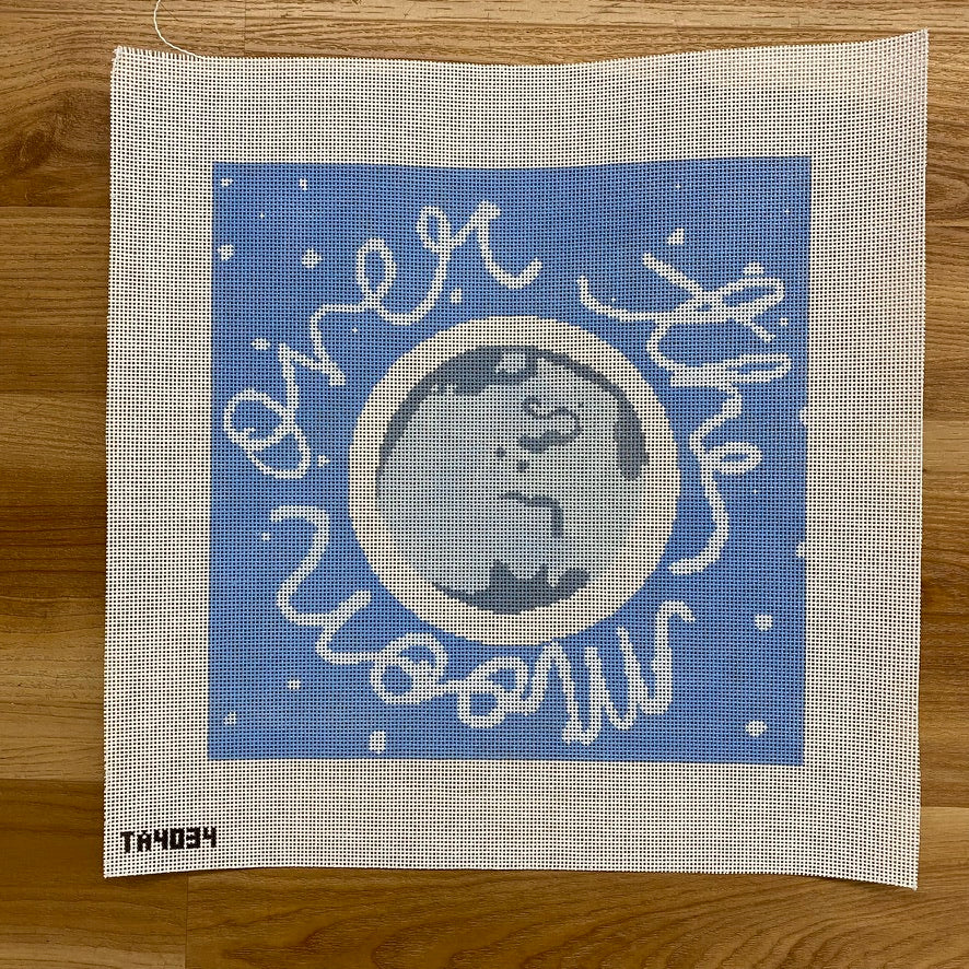 Over the Moon Pillow Canvas - KC Needlepoint