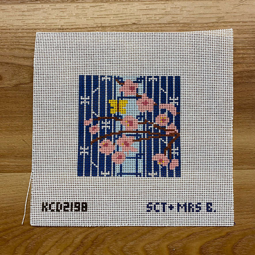 Cherry Blossoms Square Canvas - KC Needlepoint