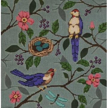 Bird Pillow Canvas - KC Needlepoint
