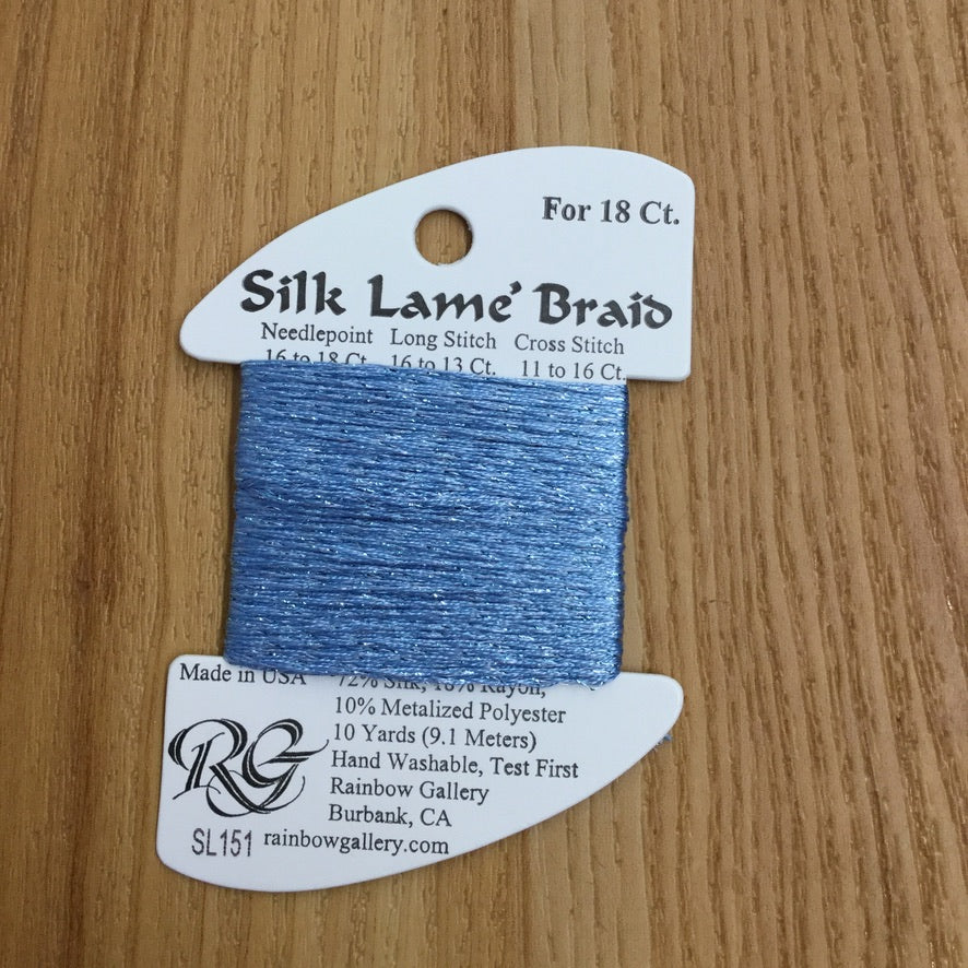Silk Lamé Braid SL151 Azure Blue - needlepoint