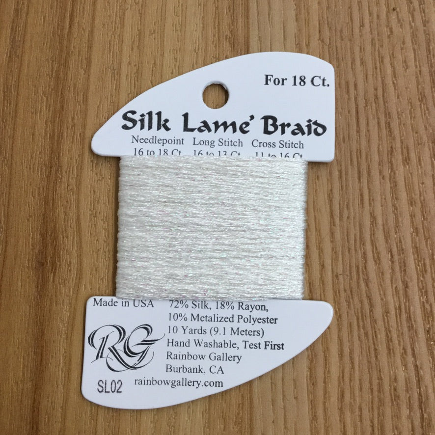 Silk Lamé Braid SL02 White - KC Needlepoint