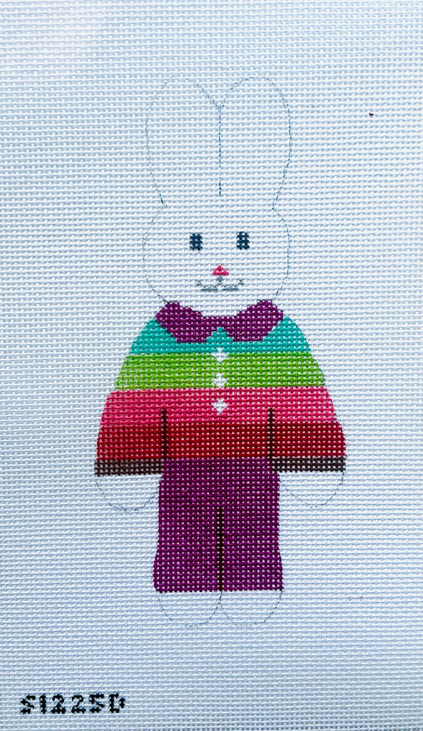 Purple Pants Bunny Needlepoint Canvas - KC Needlepoint