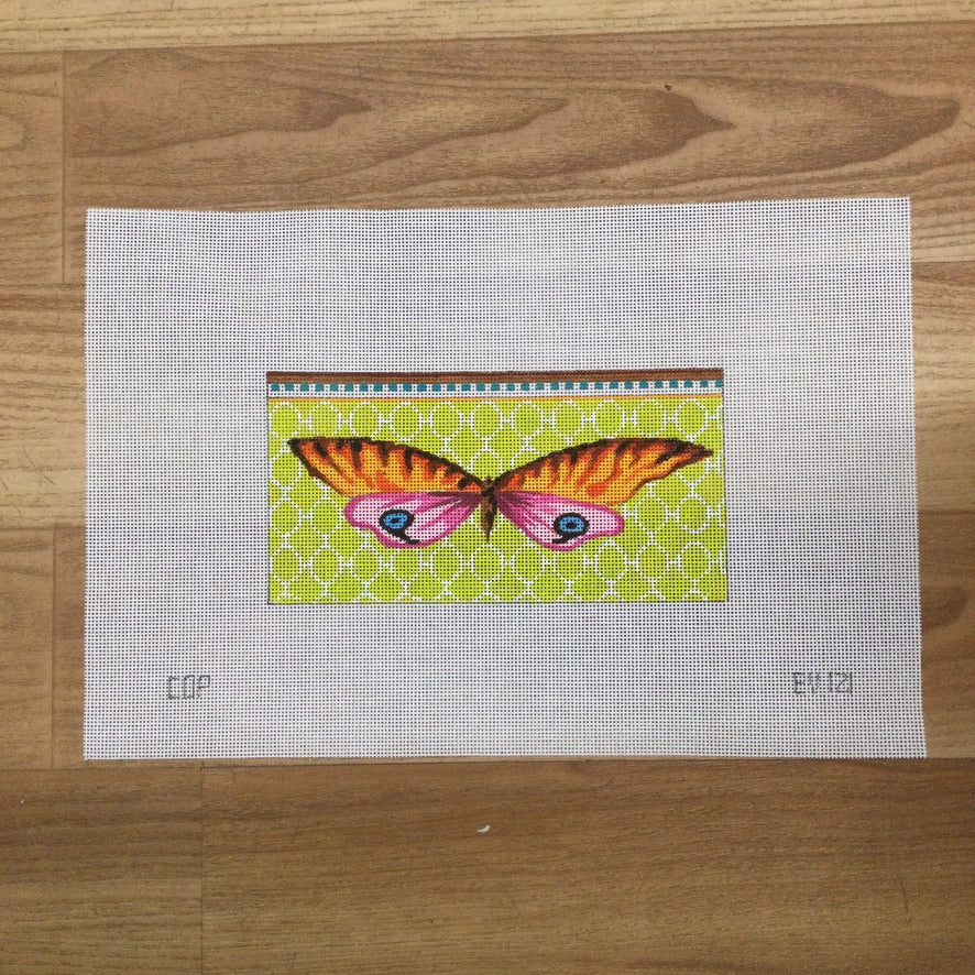 Pink Orange` Butterfly Eyeglass Case Canvas - KC Needlepoint