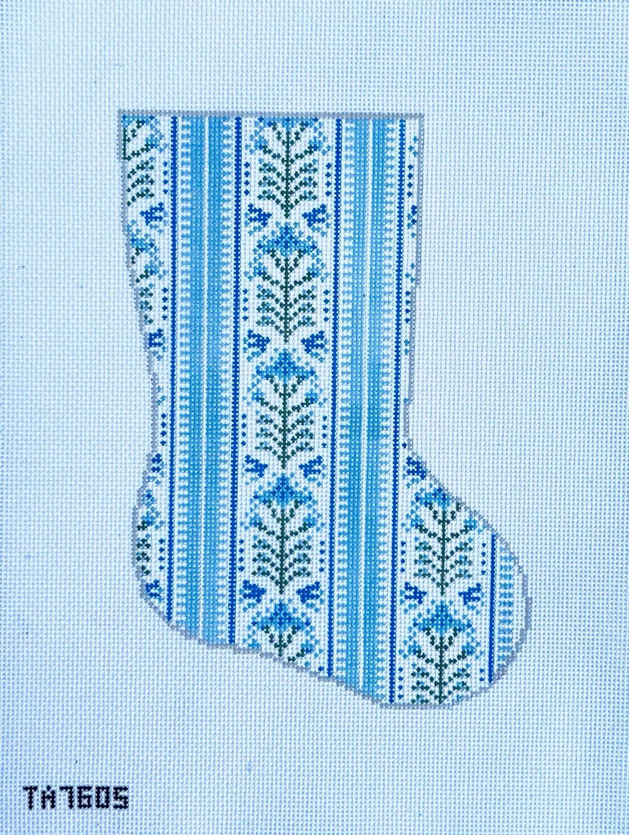 Blue Camas Midsize Stocking Canvas - KC Needlepoint