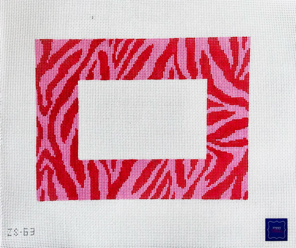 Pink Zebra Frame Canvas - KC Needlepoint