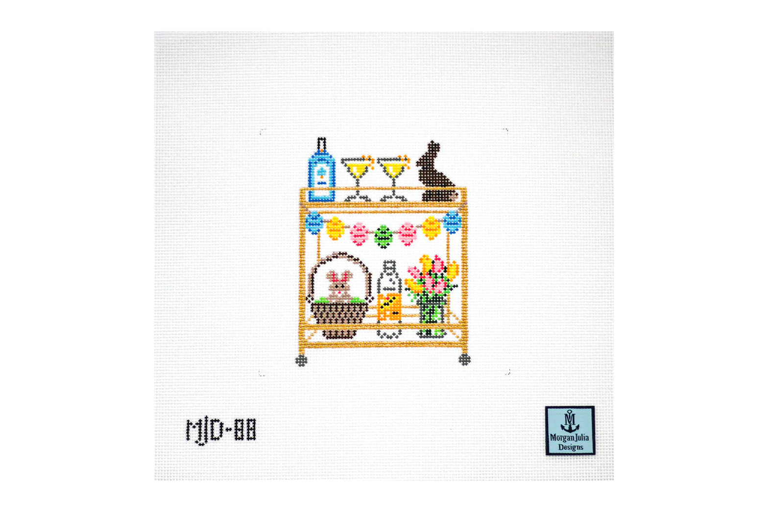 Easter Bar Cart Canvas - KC Needlepoint