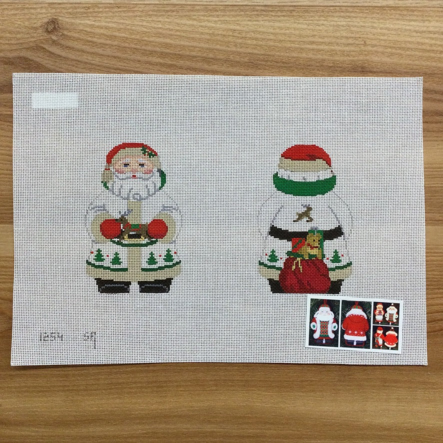 White Tree Coat Santa Two Sided Canvas - needlepoint