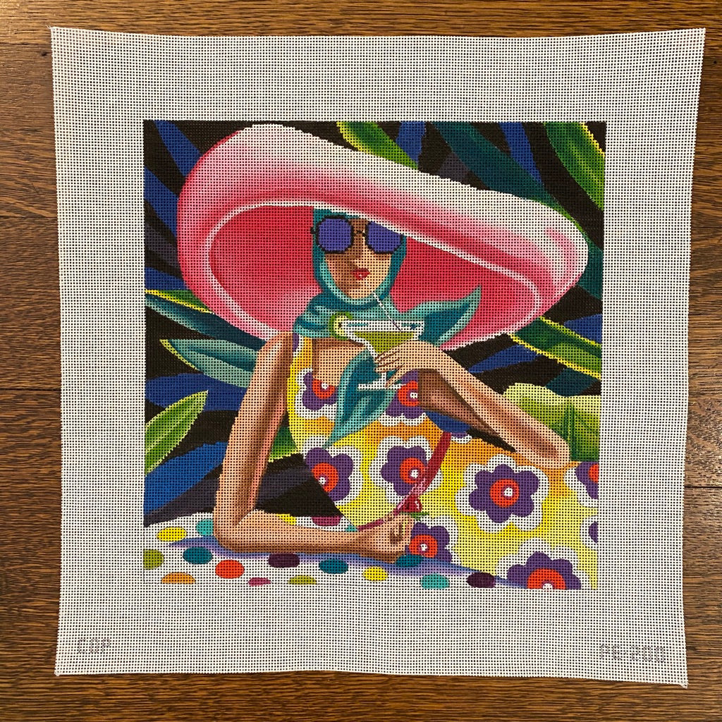 Sipping Cocktail Canvas - KC Needlepoint