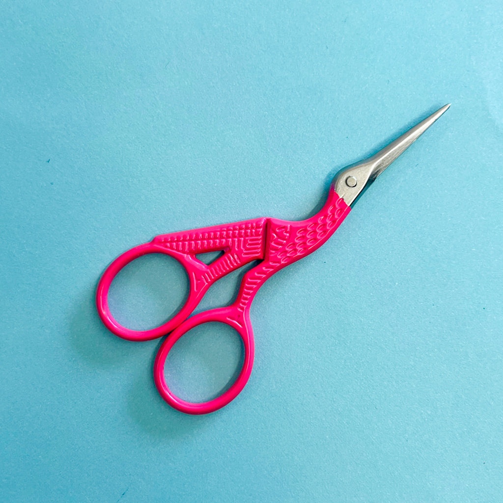Neon Pink Stork Scissors - KC Needlepoint