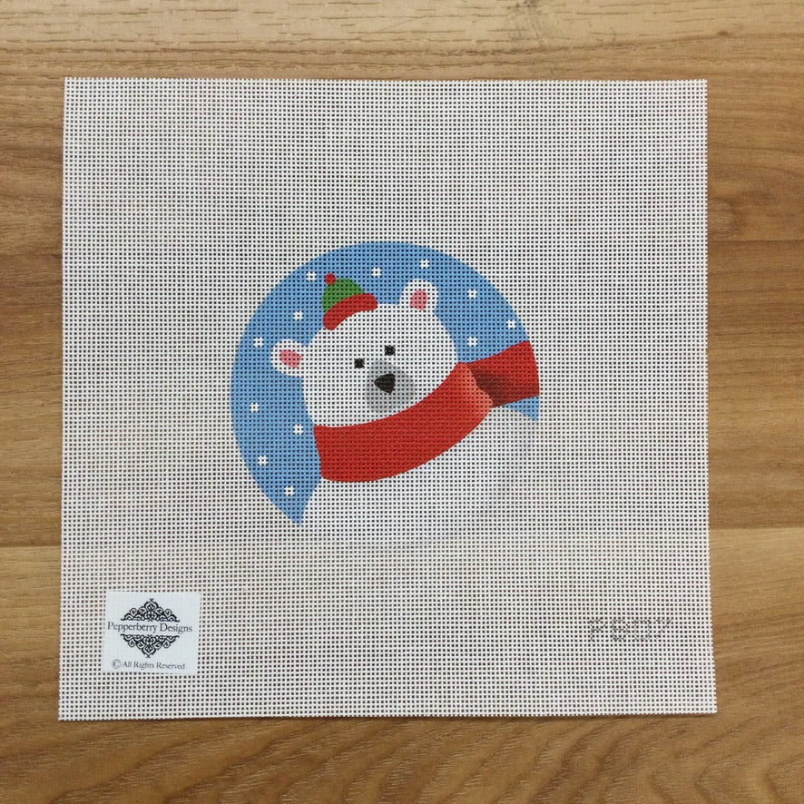 Polar Bear Ornament Canvas - KC Needlepoint