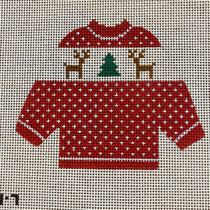 Reindeer Pullover Needlepoint Canvas - KC Needlepoint