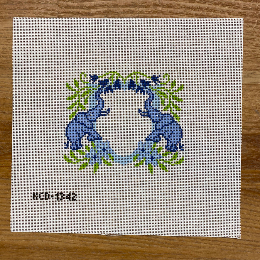 Mini Elephant Crest Canvas - KC Needlepoint