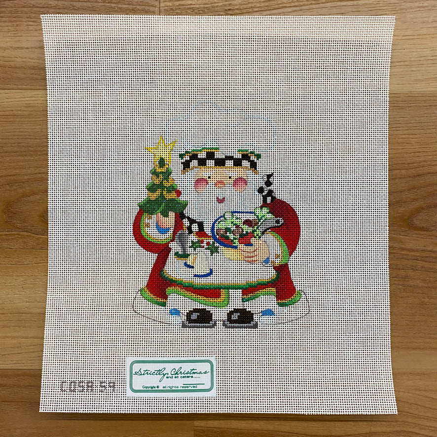 Chef Squatty Santa Canvas - KC Needlepoint