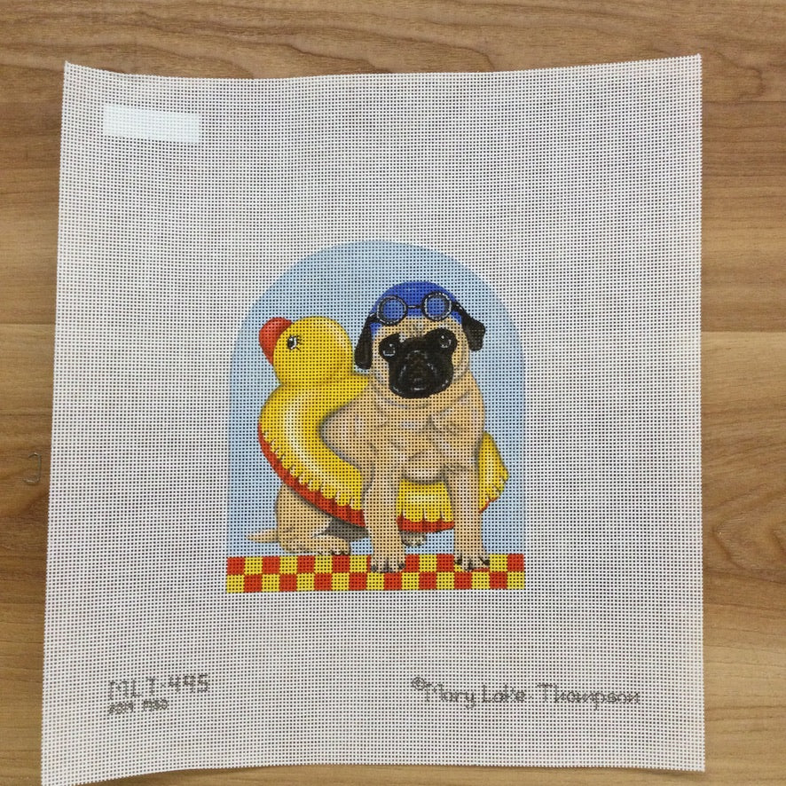 Pug Swimmer Needlepoint Canvas - needlepoint