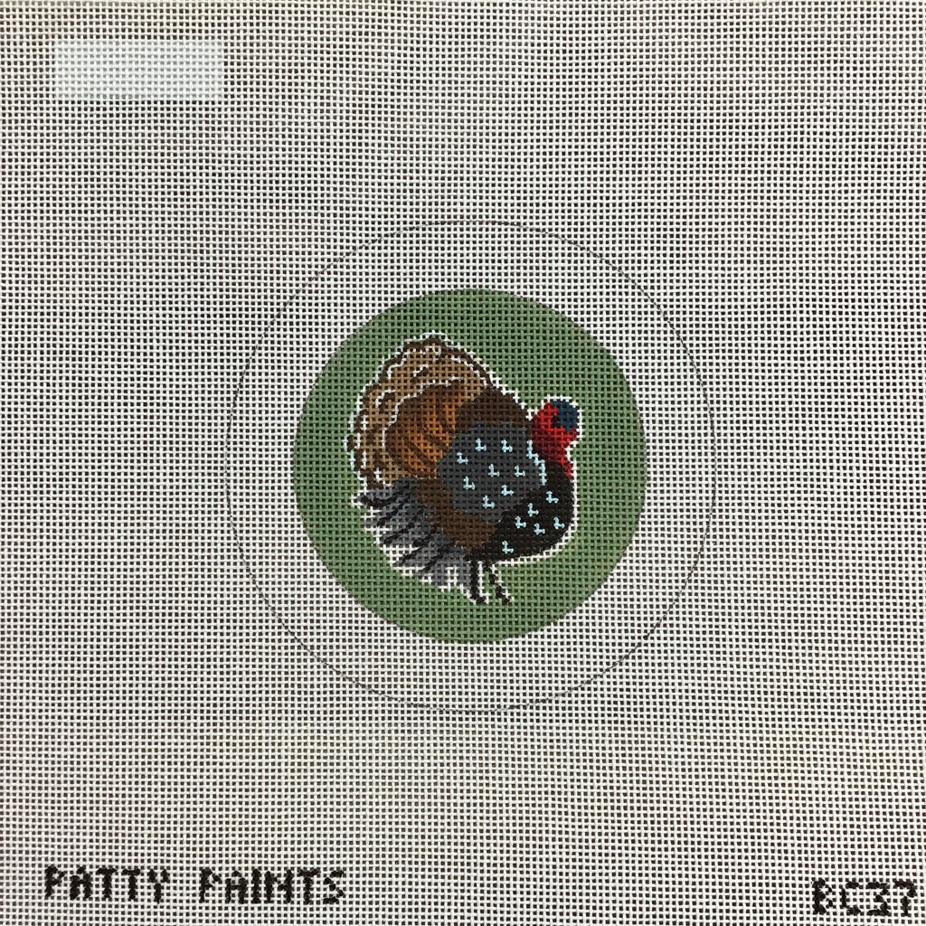 Turkey 3" Round Canvas - KC Needlepoint