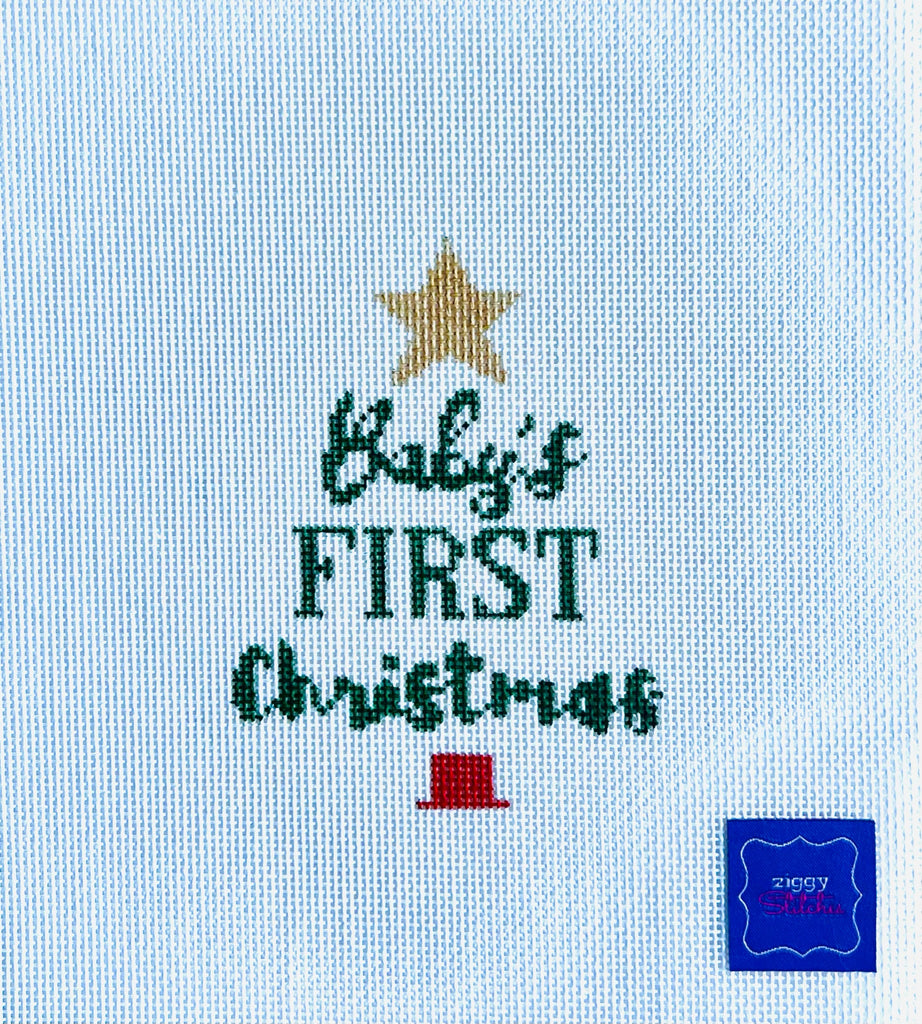 Baby's First Christmas Tree Green Canvas - KC Needlepoint