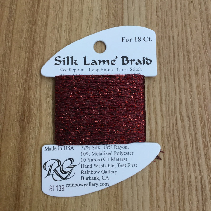 Silk Lamé Braid SL139 Cardinal - needlepoint