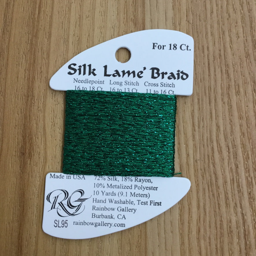 Silk Lamé Braid SL95 Medium Christmas Green - KC Needlepoint