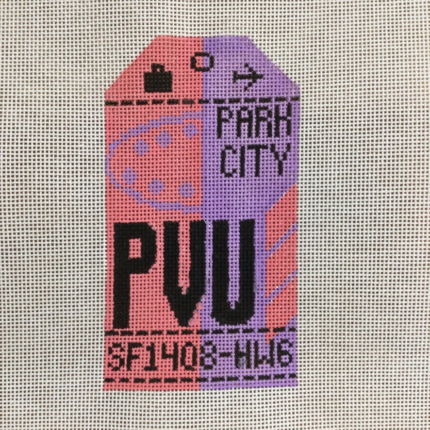 Park City Vintage Travel Tag Canvas - KC Needlepoint