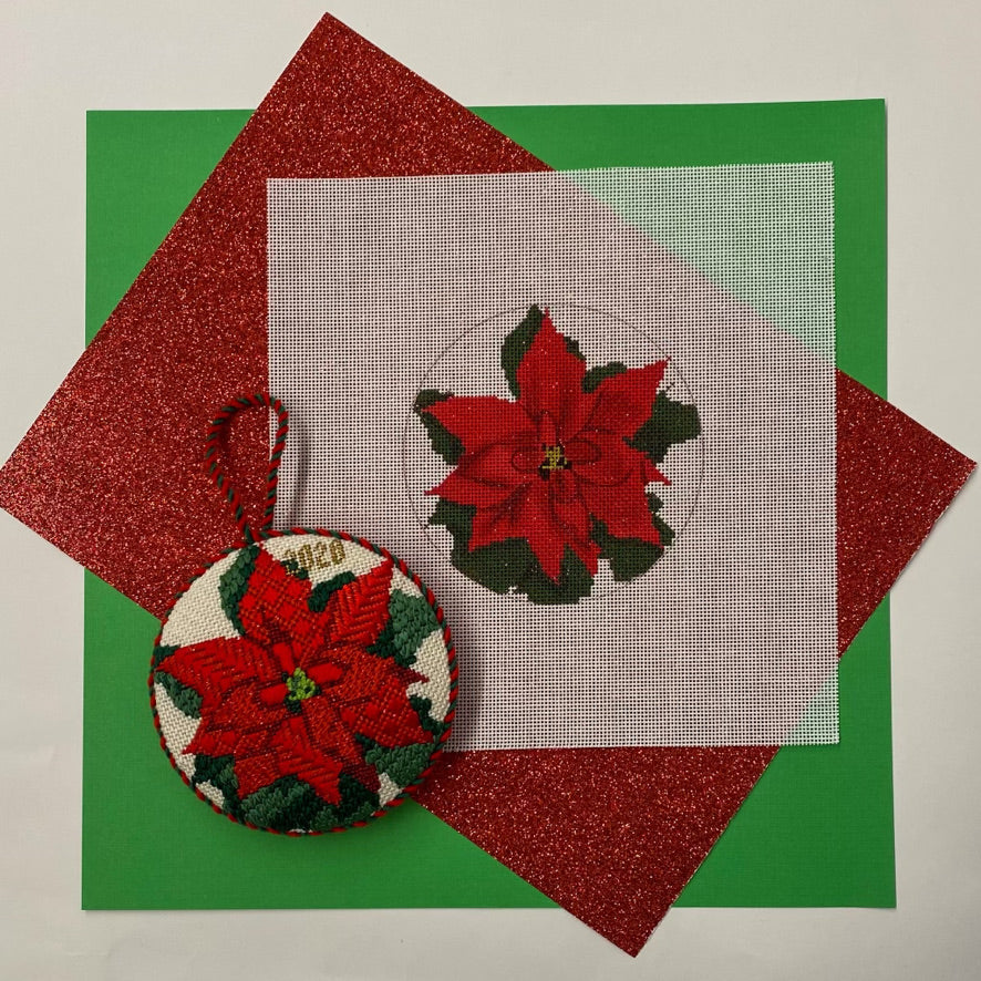 2020 Poinsettia Ornament Kit - KC Needlepoint