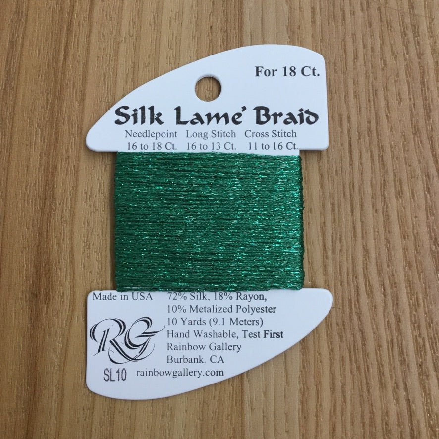 Silk Lamé Braid SL10 Green - needlepoint