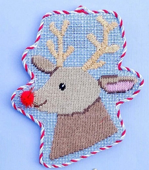 Rudolph with Pom Pom Nose Canvas - KC Needlepoint