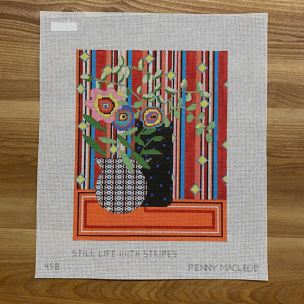 Still Life with Stripes Canvas - KC Needlepoint